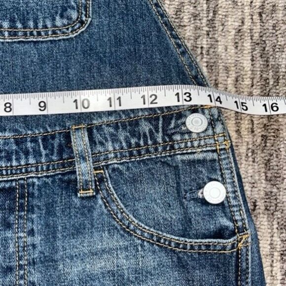 Old Navy Girl’s Size Large 10-12 Cutoff Jean Overalls Blue Dark Wash Denim NWT - Picture 5 of 5